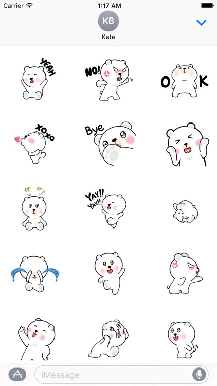 Happy White Bear Stickers