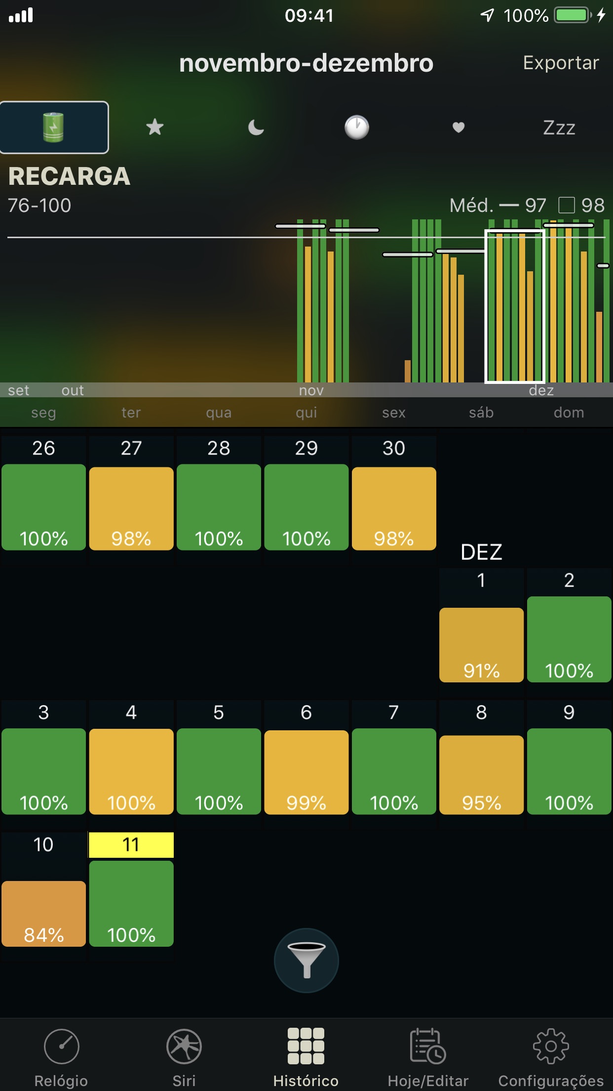 Screenshot do app AutoSleep. Monitore seu sono.