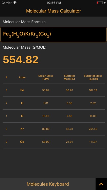 Molecular Mass Calculator Pro screenshot-3