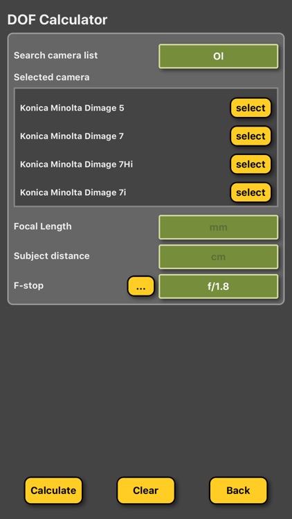 DOF Calculator for camera