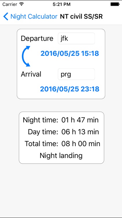 Flight night time