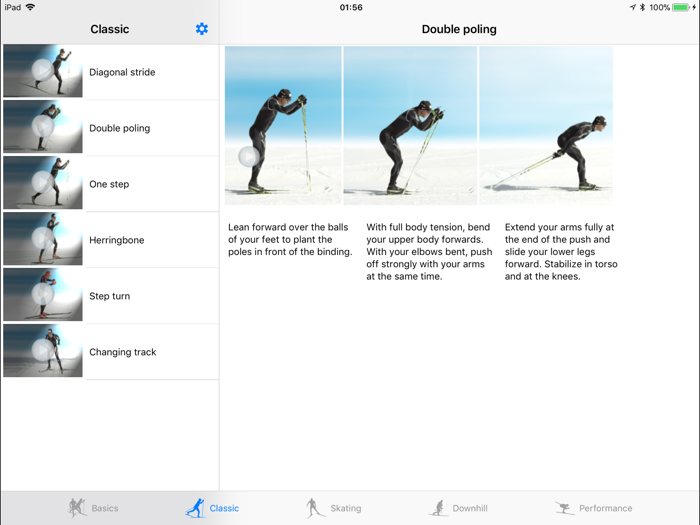 Cross-country skiing technique