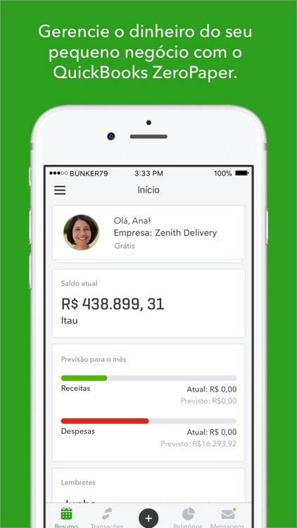 QuickBooks ZeroPaper: Finanças