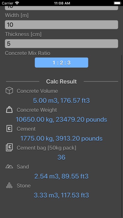 Concrete & Topsoil Calculator screenshot 2
