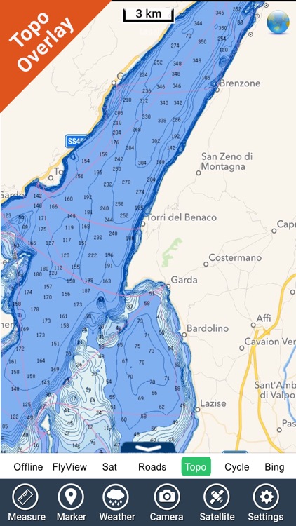 Italy Lakes charts - GPS fishing maps Navigator