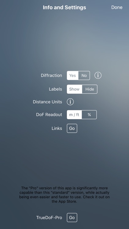TrueDoF Depth of Field Calc screenshot-3
