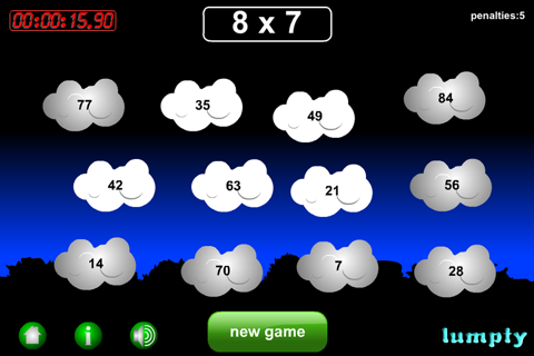 Times table cloud click game screenshot 3