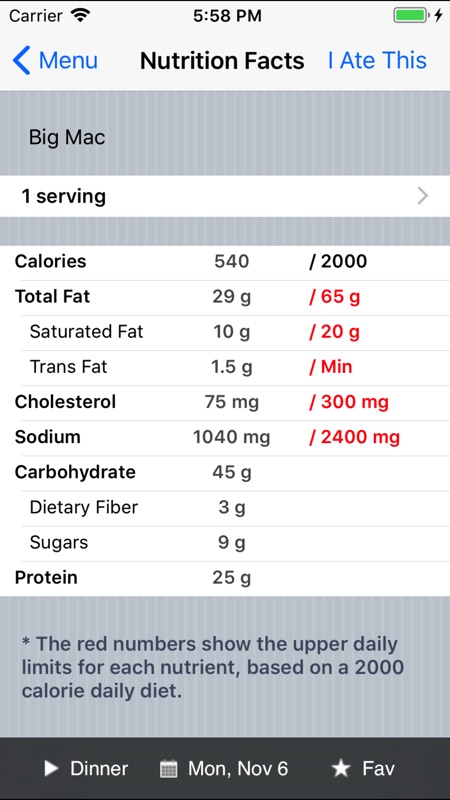 Bojangles Calorie Chart