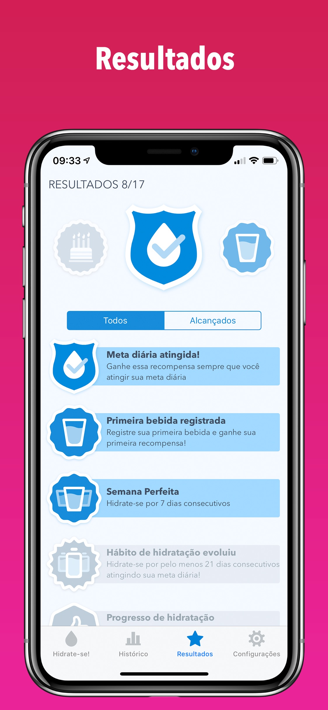 Screenshot do app WaterMinder
