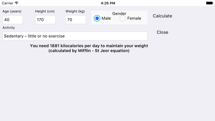 Cognaxon Calorie Calculator