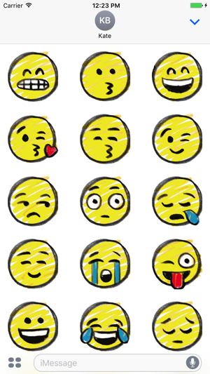 Pencil drawing smiley emoji pack