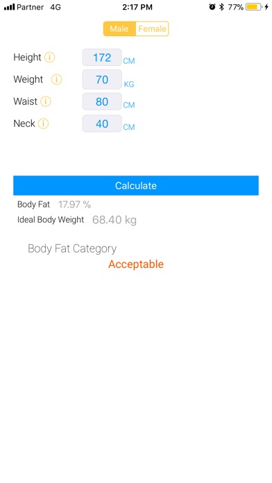 Body calculating screenshot 2