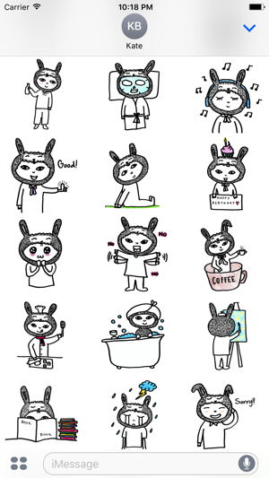 Hand Drawn Rabbit Boy Sticker Pack for iMessage(圖2)-速報App