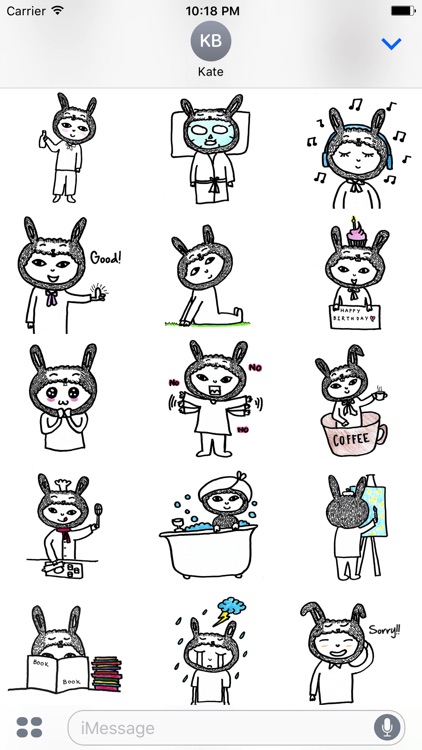 Hand Drawn Rabbit Boy Sticker Pack for iMessage