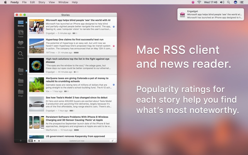 Client preview. Apple Panic. RSS клиент что это. Feedy.