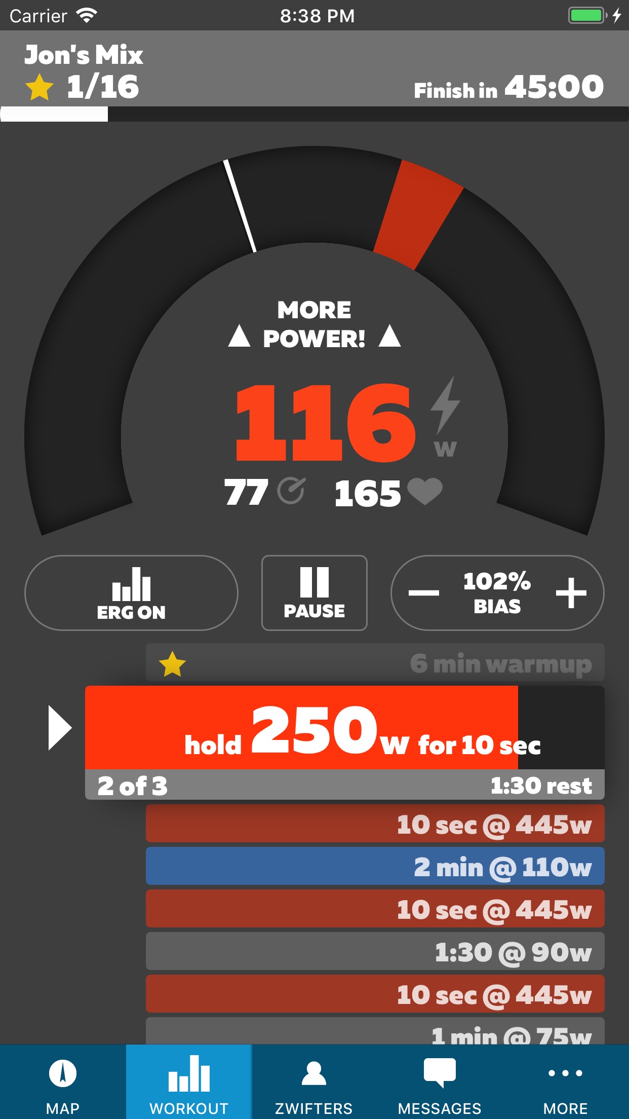 Screenshot do app Zwift Companion