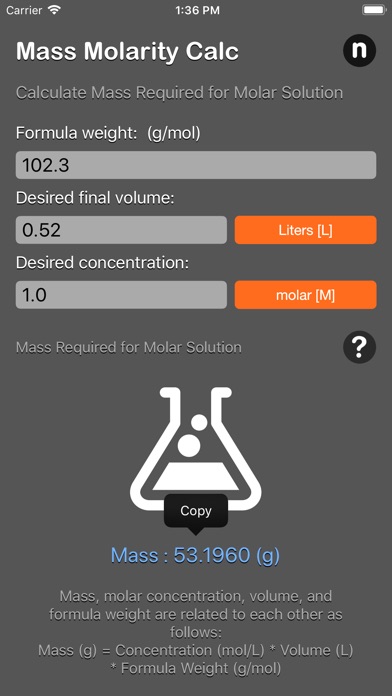 Mass Molarity Calculator screenshot 4