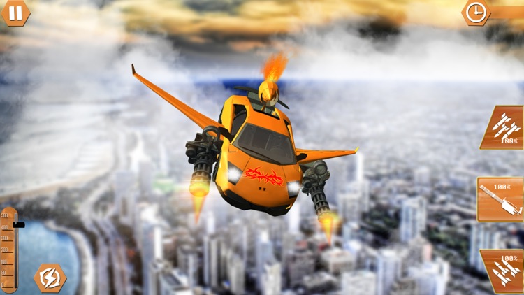 Flying Car Shooting Chase: Air Stunt Simulator