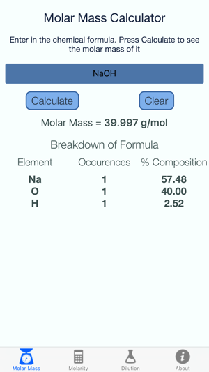 Molar Mass Molarity Calc(圖2)-速報App