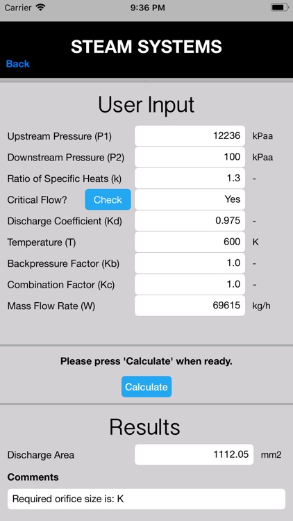 PRV Sizing Calculator