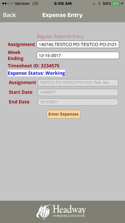 Headway Time Expense Entry screenshot-3