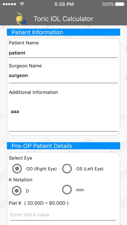 TORIC IOL CALCULATOR