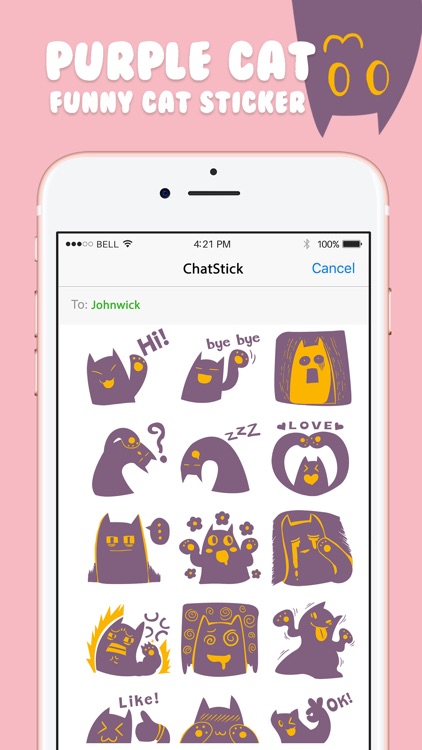 Purple Cat Stickers for iMessage