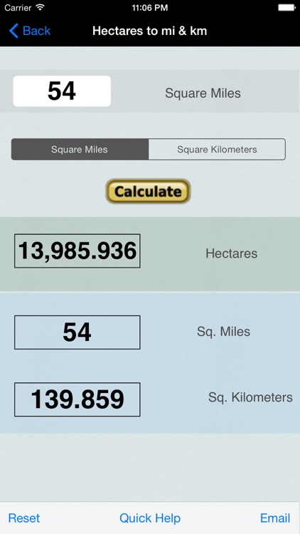 Hectares, Area Calc/Converter