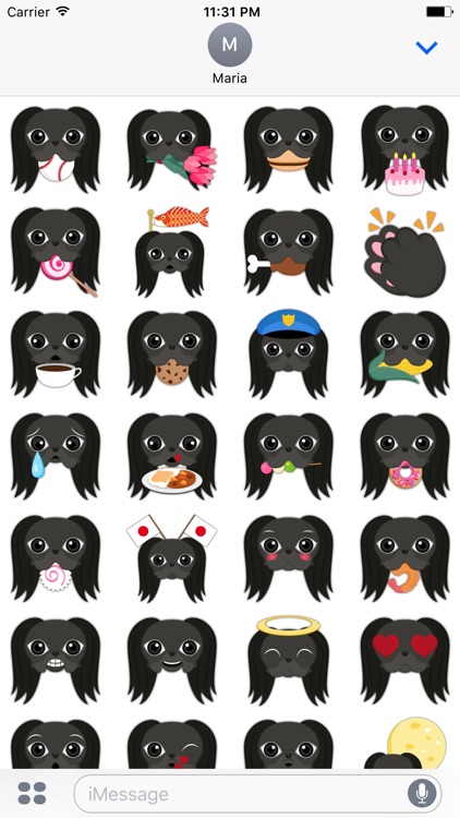 Black Japanese Chin Stickers for iMessage