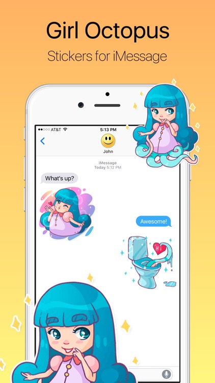 Charming Girl Octopus Stickers