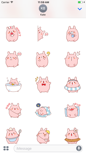 Pink Rabbit Stickers For iMessage(圖1)-速報App