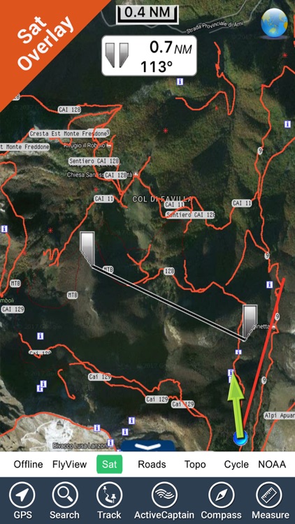 Alpi Apuane National Park GPS charts Navigator