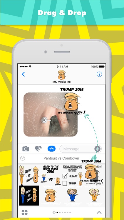 Pantsuit vs Combover stickers for iMessage