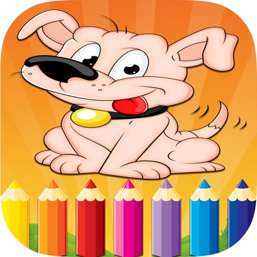 Kids Coloring Book Draw and Paint Dog and Animals