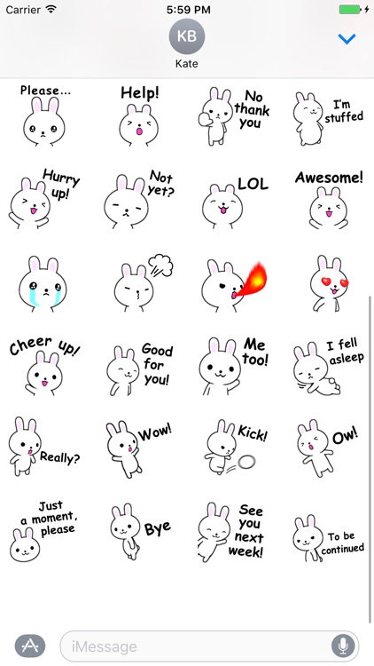 Lovely White Rabbit Sticker set 2 by Hang Nguyen