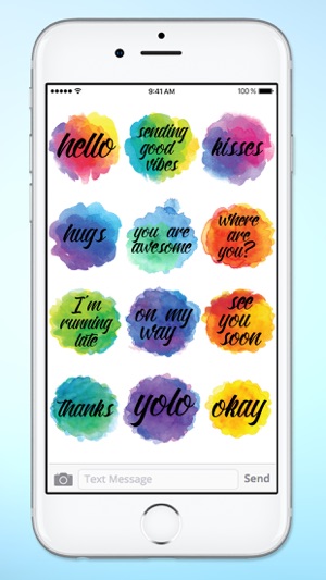 Watercolor Messages and Words Sticker Pack(圖3)-速報App