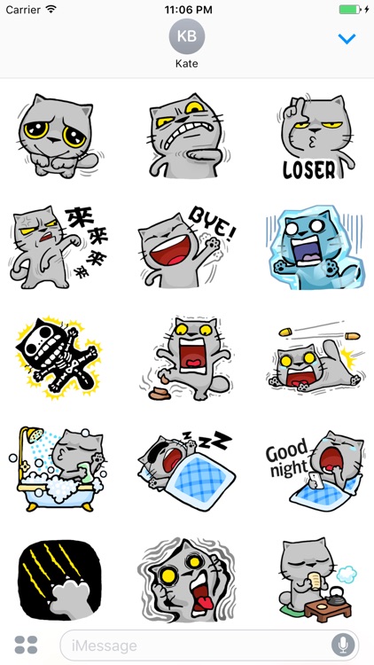 Snubbs The Grey Cool Cat Sticker