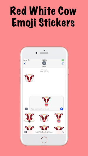 Red White Cow Emoji Stickers(圖2)-速報App