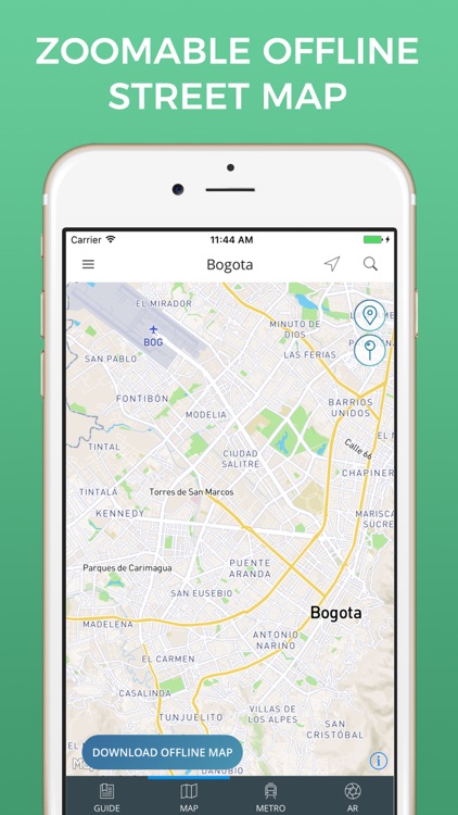 Bogota Travel Guide with Offline Street Map