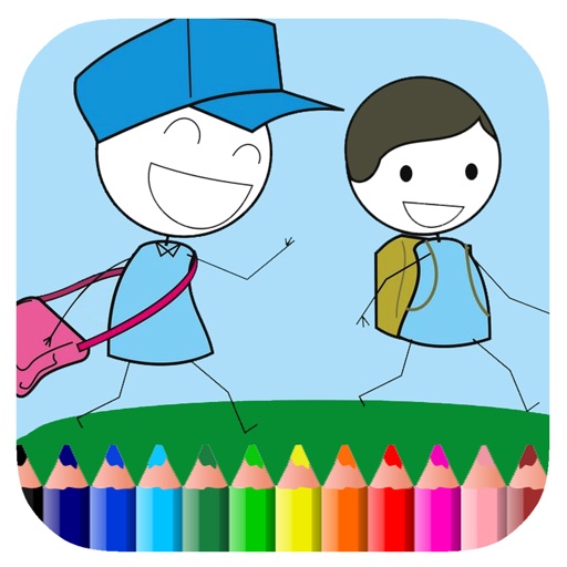 Children To School Coloring Book Game Free Icon