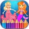 Mermaid Princess coloring book and Princess coloring Page In this game, a free coloring book for girls