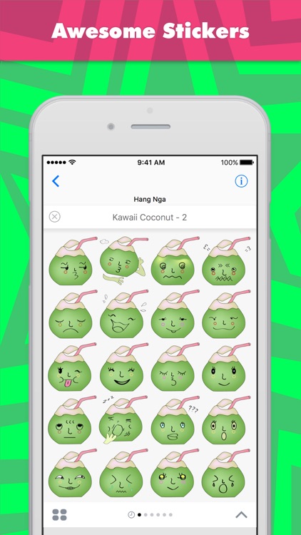 Kawaii Coconut - 2 stickers by Hanna