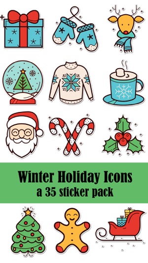 Winter Holiday Icons Sticker Pack