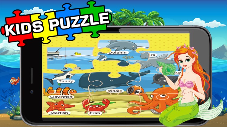 Mermaid Princess Puzzle Sea Animals Jigsaw for kid screenshot-3