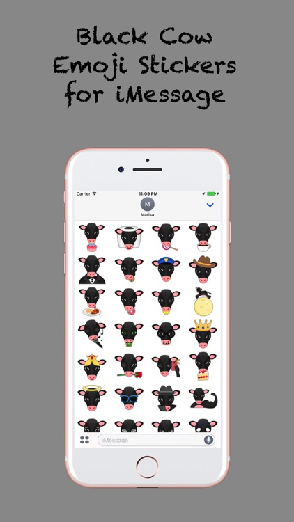 Black Cow Emoji Stickers for iMessage