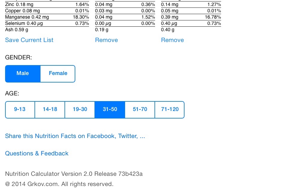 Nutrition Calculator for Food screenshot 2