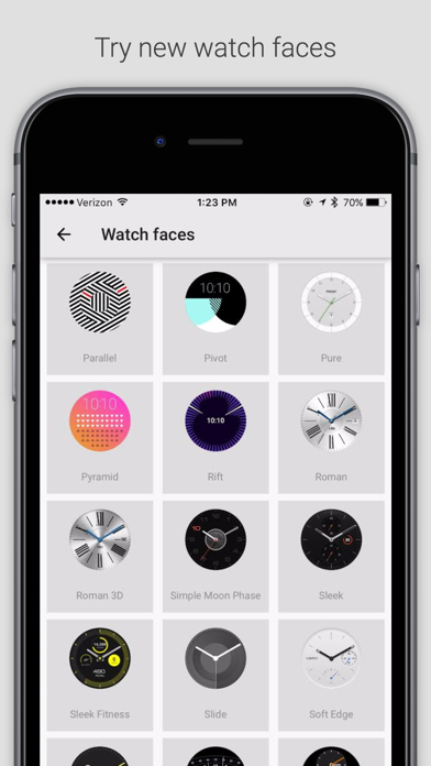 Screenshots of Android Wear for iPhone