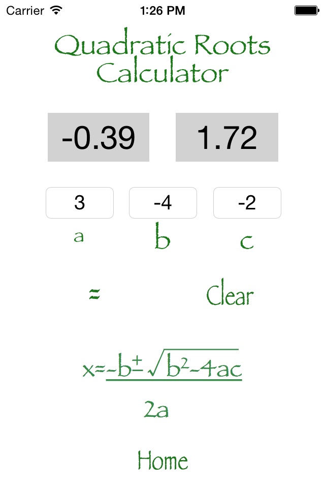 Quadratic Roots Calculator screenshot 2