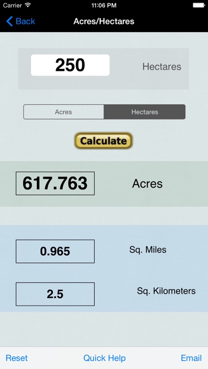 Hectares, Area Calc/Converter