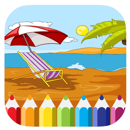 Beaches Summer Coloring Page Game For Kids by Lune Sumnoi